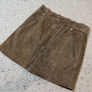 BlankNYC Khaki Suede Mini Moto Skirt Size 26